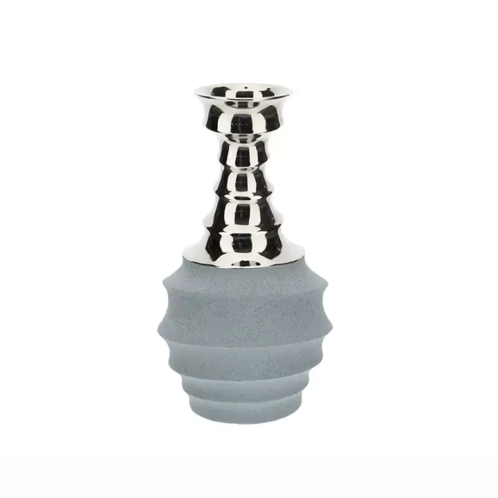 Hervit Creations Vaso Atlas gres grigio e blu alto 23 cm