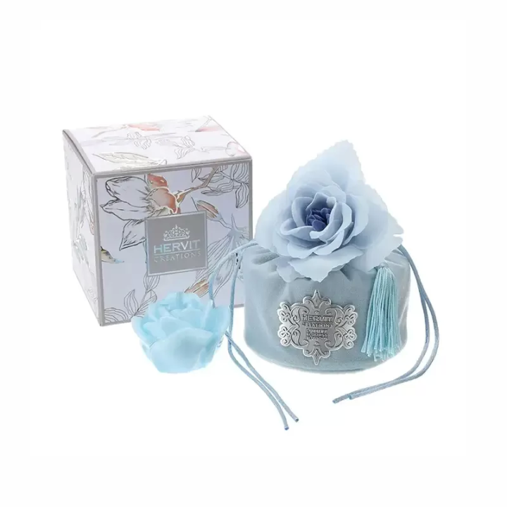 Hervit Creations Secchiello in velluto blu polvere Ø 10 cm