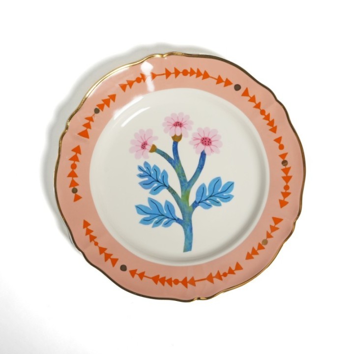 Bitossi Piatto piano Botanica fascia rosa Botanica Ø 26,5 cm