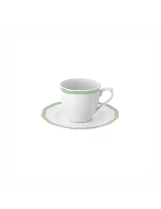 Set 6 Tazze Caffè con Piattino Bordo Verde – Bitossi Home Collezione Petalo