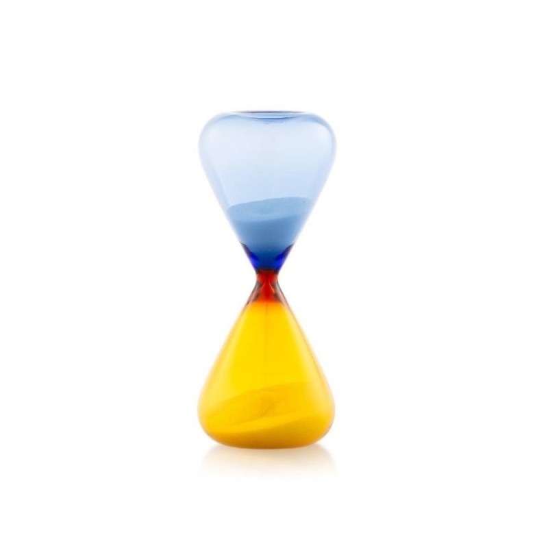 Clessidra in Vetro Bicolore Blu e Giallo Momentum Emò Italia – Ø 7 x H 17 cm