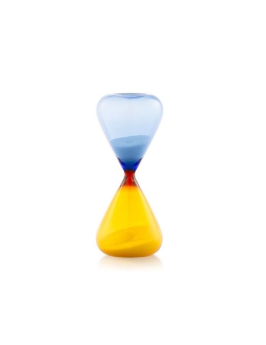 Clessidra in Vetro Bicolore Blu e Giallo Momentum Emò Italia – Ø 7 x H 17 cm