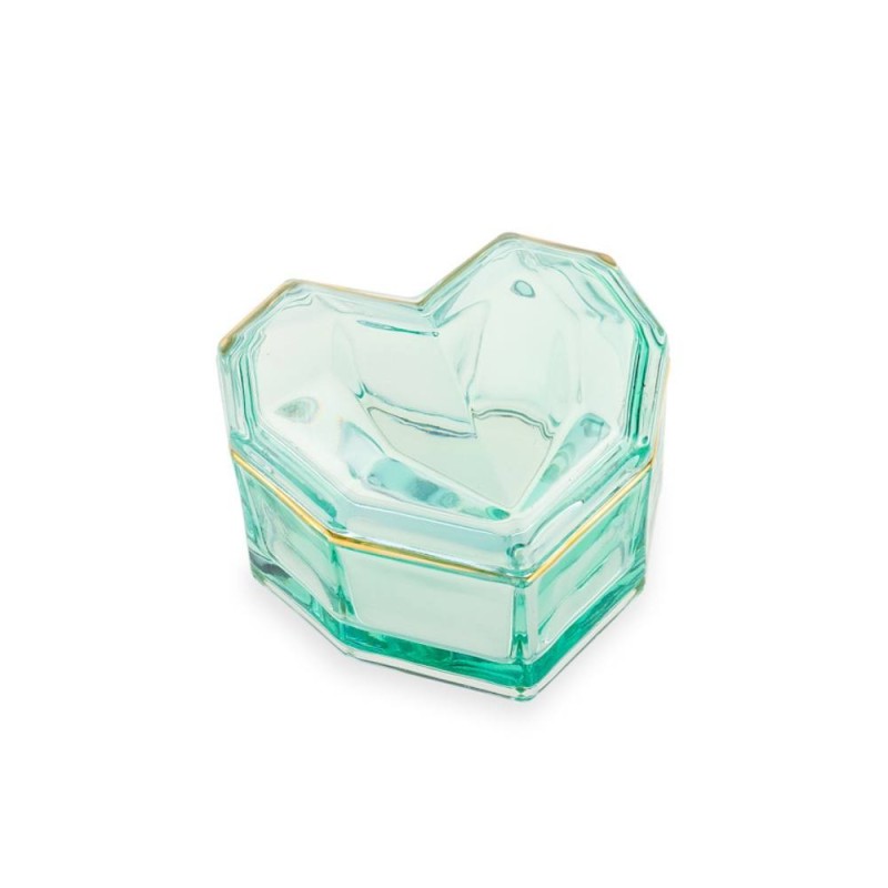Scatola Cuore Grande Verde Emò Italia in Vetro Collezione Trésors