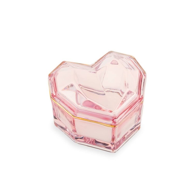 Scatola Cuore Grande Cipria Emò Italia in Vetro Collezione Trésors