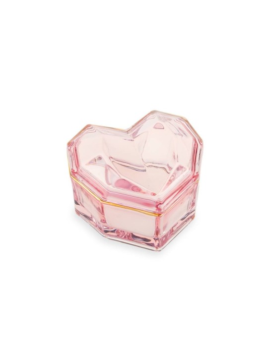 Scatola Cuore Grande Cipria Emò Italia in Vetro Collezione Trésors