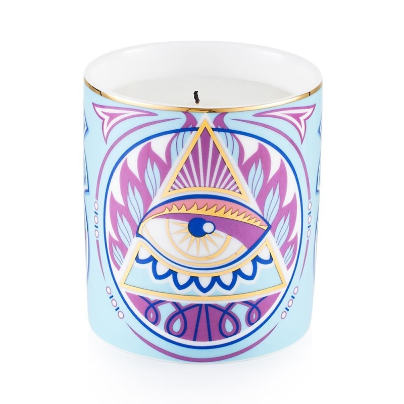 Candela in Porcellana Emò Italia Egeo con Occhio Greco