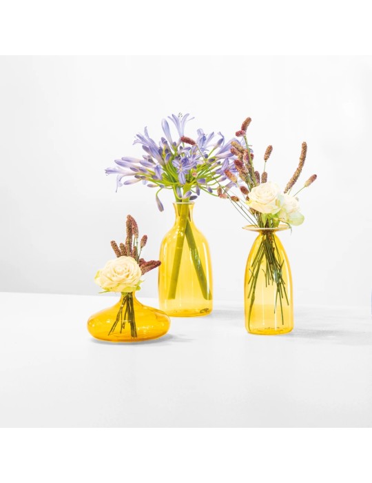 Un Fiore Vaso 22 Giallo Oro Zafferano in Vetro...