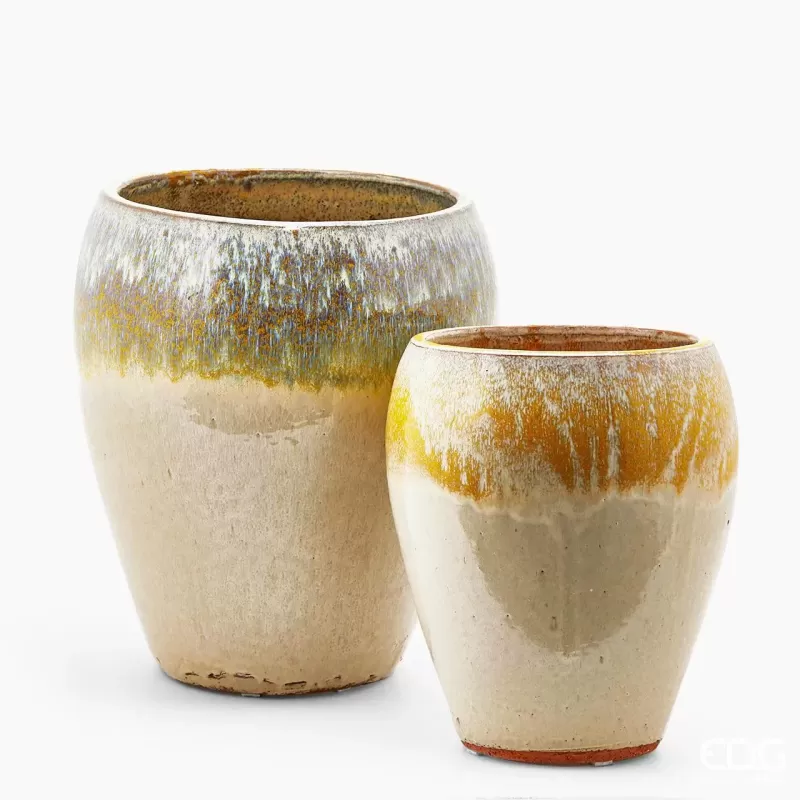Vaso Glaze Bombato H 42 cm EDG in Ceramica Multicolor
