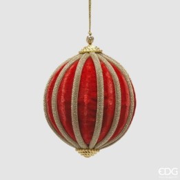 EDG Pallina di Natale in velluto rosso con strass Ø 10 cm