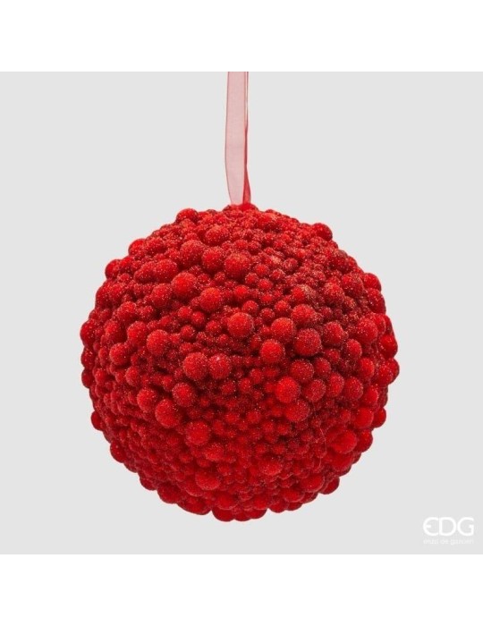 Addobbo Palla Multi Pompon Rosso – 13 cm Enzo De Gasperi
