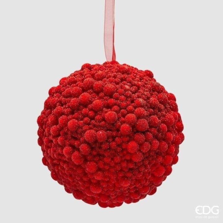 EDG Pallina di Natale Multi Pompon rossa Ø 13 cm