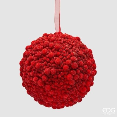 Addobbo Palla Multi Pompon Rosso – 12 cm Enzo De Gasperi