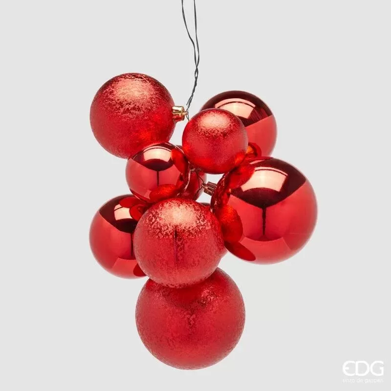 Addobbo Grappolo GROOVEMIX 10 Sfere Rosso – Enzo De Gasperi | Eleganza Natalizia