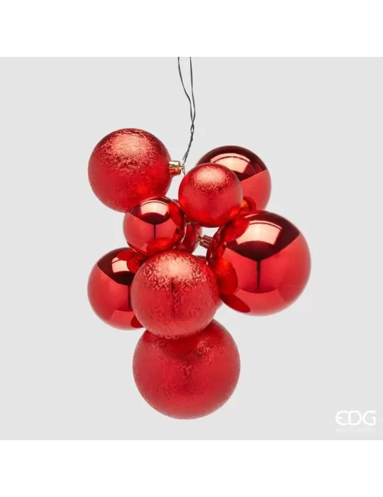 Addobbo Grappolo GROOVEMIX 10 Sfere Rosso – Enzo De Gasperi | Eleganza Natalizia