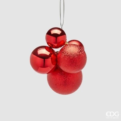 Addobbo Natalizio Grappolo GROOVEMIX 5 Sfere Rosse - Enzo...