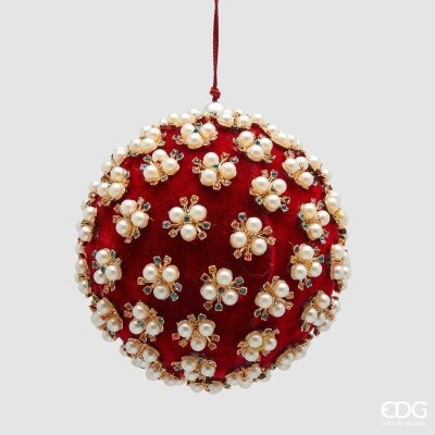 Addobbo Palla Elizabeth 10cm Rosso con Perle – Enzo De...