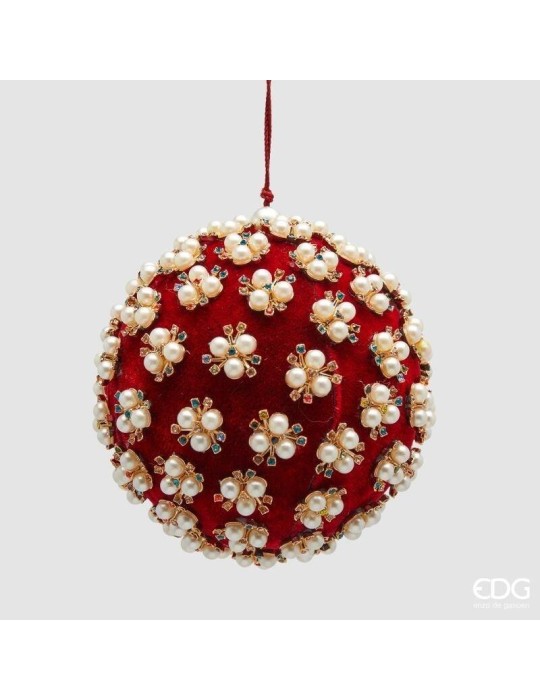 Addobbo Palla Elizabeth 10cm Rosso con Perle – Enzo De Gasperi
