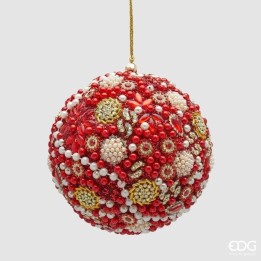 EDG Pallina di Natale Mille Perle rossa con bijoux Ø 12 cm