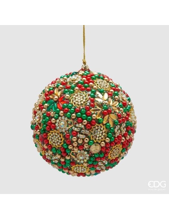 Palla di Natale Mille Perle Green Ø 10 cm EDG Enzo De Gasperi in Vetro