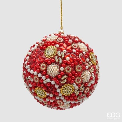 Pallina di Natale Sfera Mille Perle 10 cm Rosso EDG Enzo...
