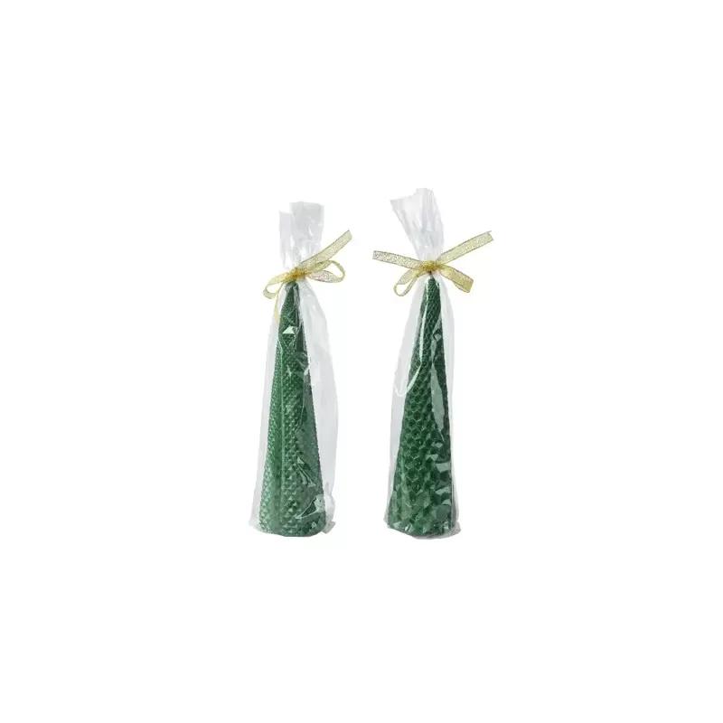 Set 2 Candele Paraffin Kaemingk - Verde Pino con Glitter per Decorazioni Natalizie