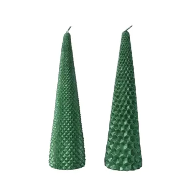 Set 2 Candele Paraffin Kaemingk - Verde Pino con Glitter... 2