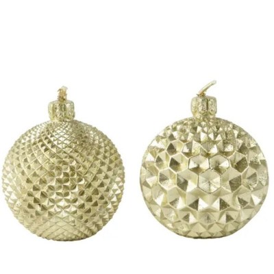 Set 2 Candele Bauble Light Gold in Paraffina –...