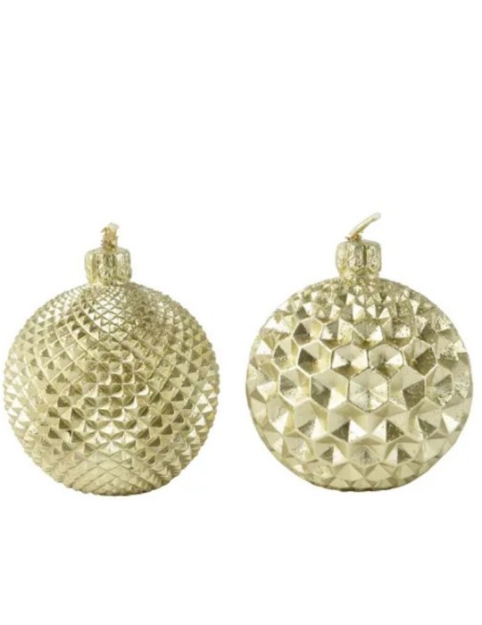 Set 2 Candele Bauble Light Gold in Paraffina – Decorazioni Natalizie Eleganti