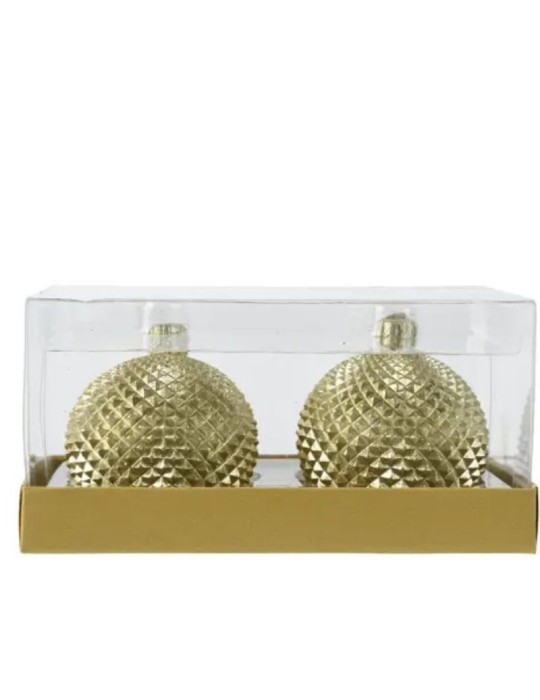 Set 2 Candele Bauble Light Gold in Paraffina –...