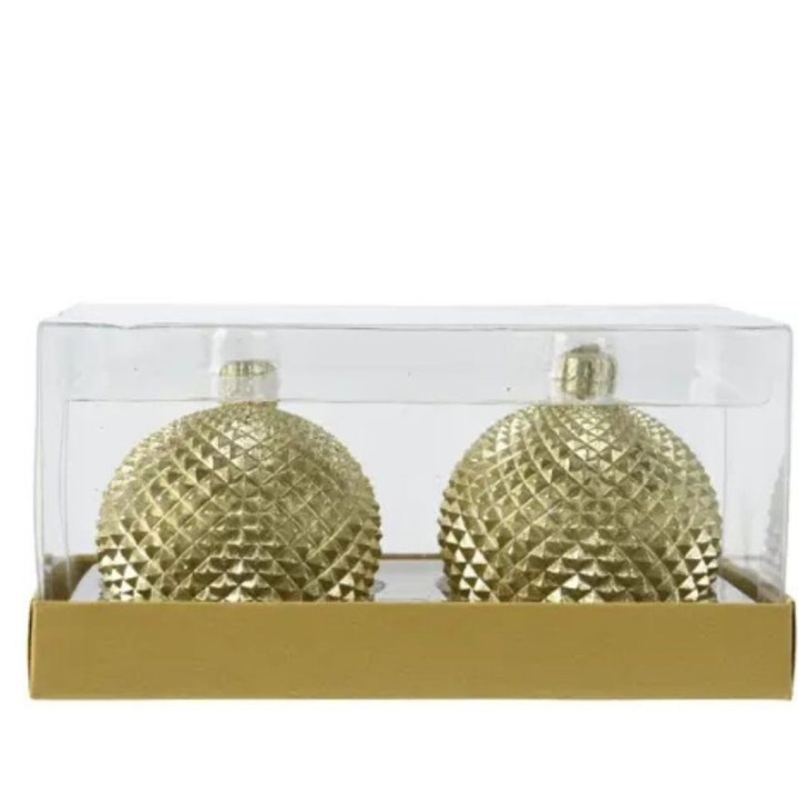 Kaemingk Set 2 candele a pallina light gold
