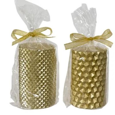 Set 2 Candele Pilastro Light Gold Kaemingk – Eleganza...