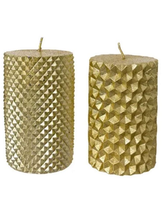 Set 2 Candele Pilastro Light Gold Kaemingk –...