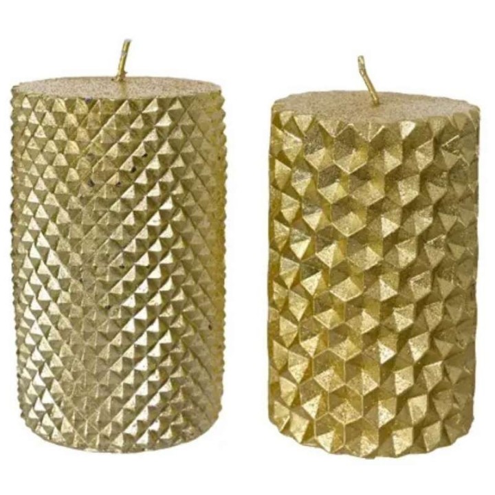 Kaemingk Set 2 candele a colonna light gold