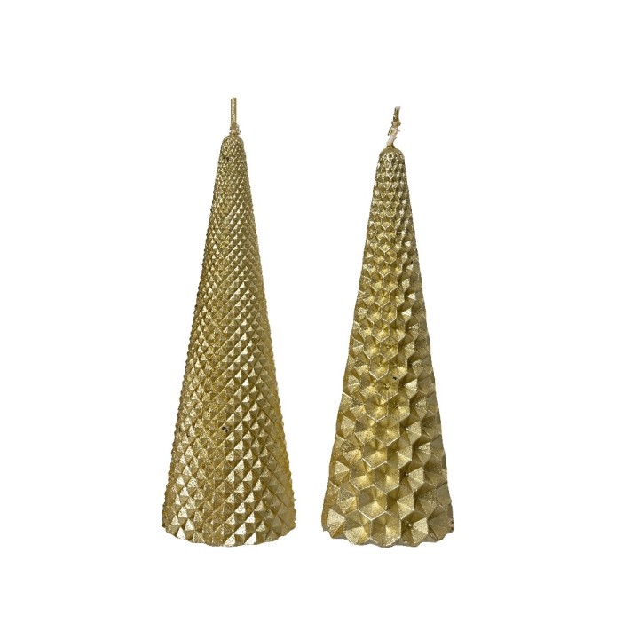 Kaemingk Set 2 candele coniche light gold alte 15 cm