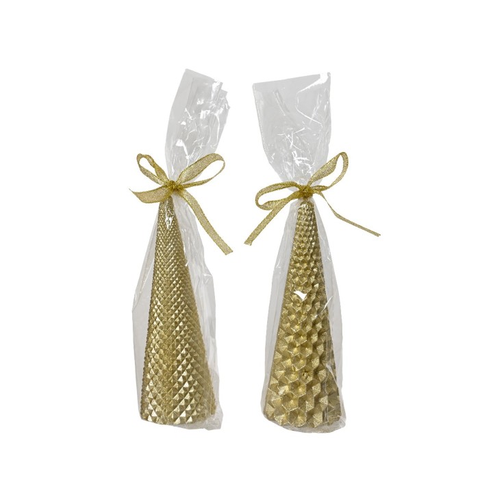 Kaemingk Set 2 candele coniche light gold alte 15 cm