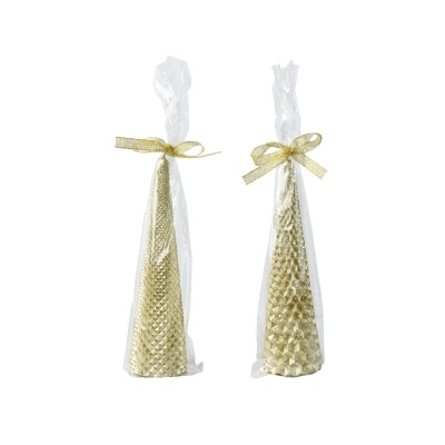 Set 2 Candele Coniche Kaemingk – Paraffina Light Gold...