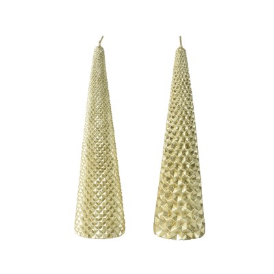Set 2 Candele Coniche Kaemingk – Paraffina Light Gold... 2