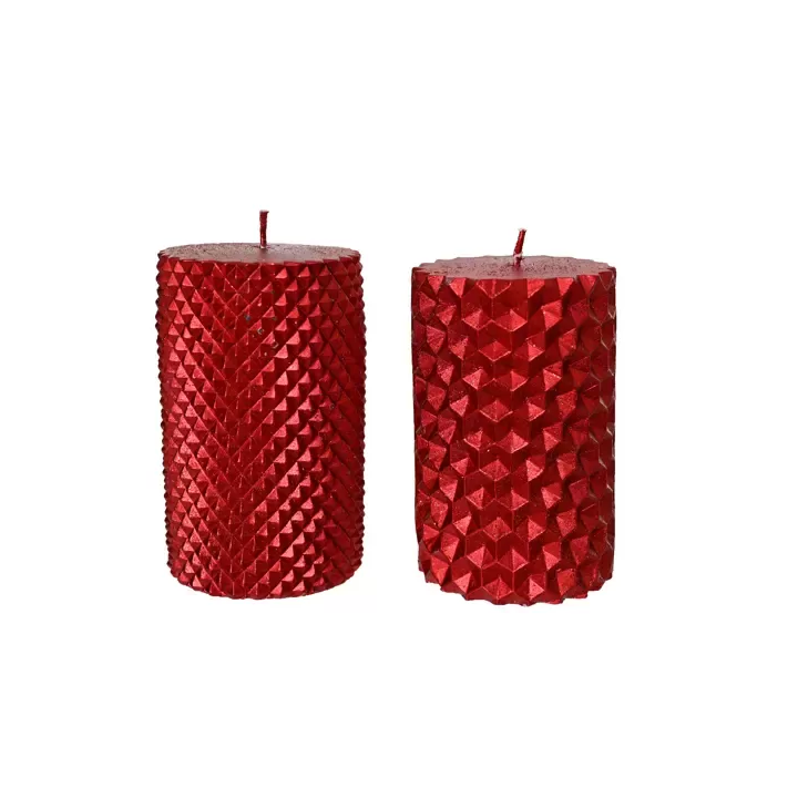 Kaemingk Set 2 candele a colonna rosse