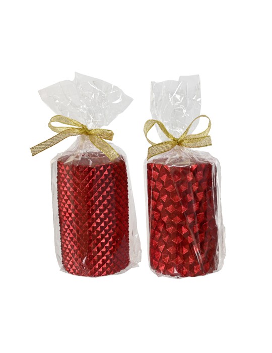Set 2 Candele Pilastro Rosso Natale Kaemingk