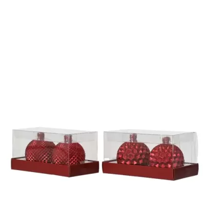 Set 2 Candele Bauble Rosso Natale Kaemingk 2