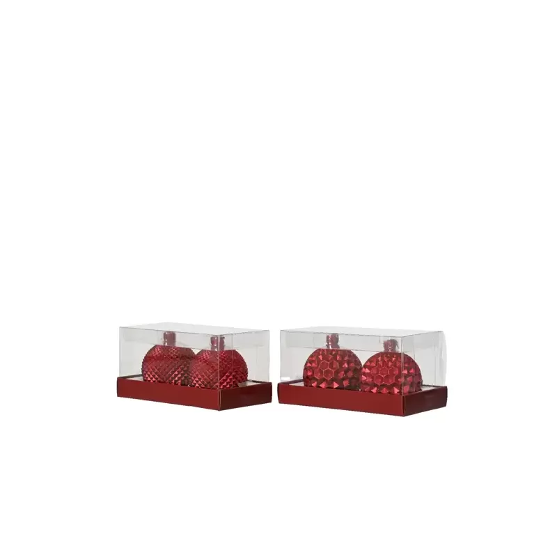 Set 2 Candele Bauble Rosso Natale Kaemingk