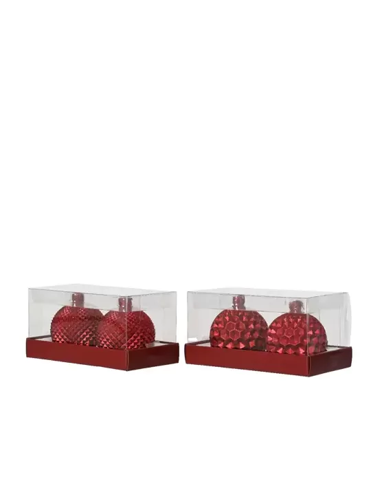 Set 2 Candele Bauble Rosso Natale Kaemingk