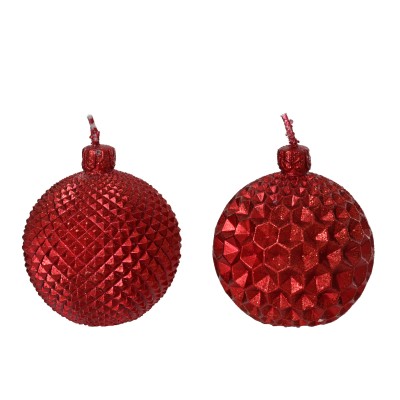 Set 2 Candele Bauble Rosso Natale Kaemingk