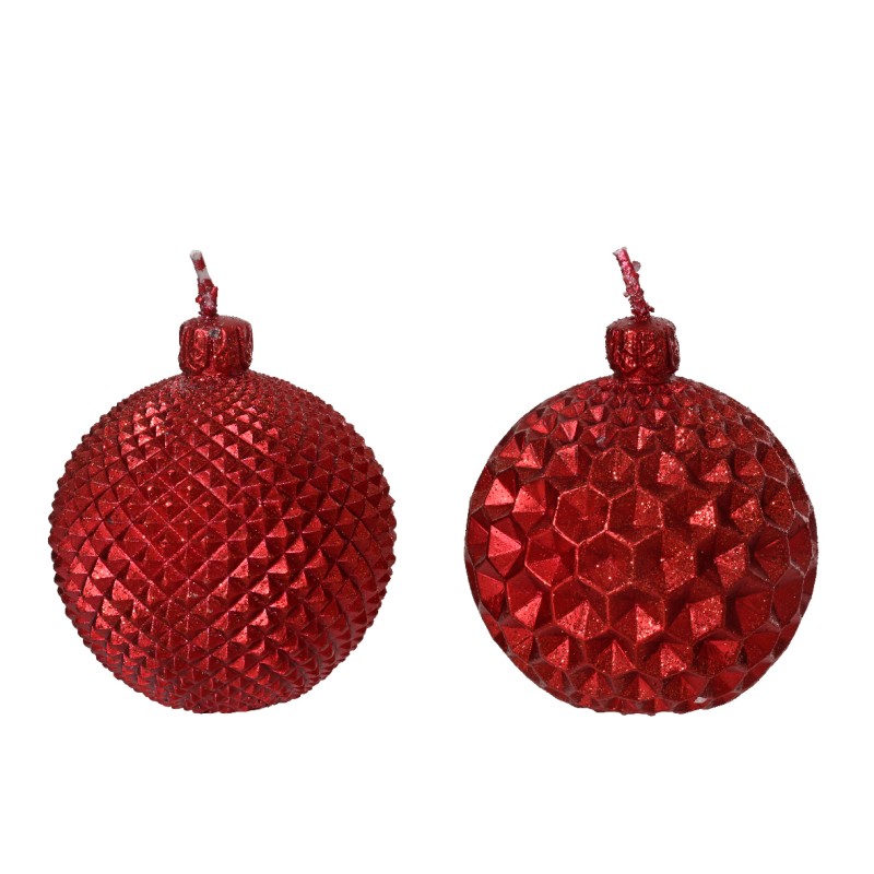 Set 2 Candele Bauble Rosso Natale Kaemingk