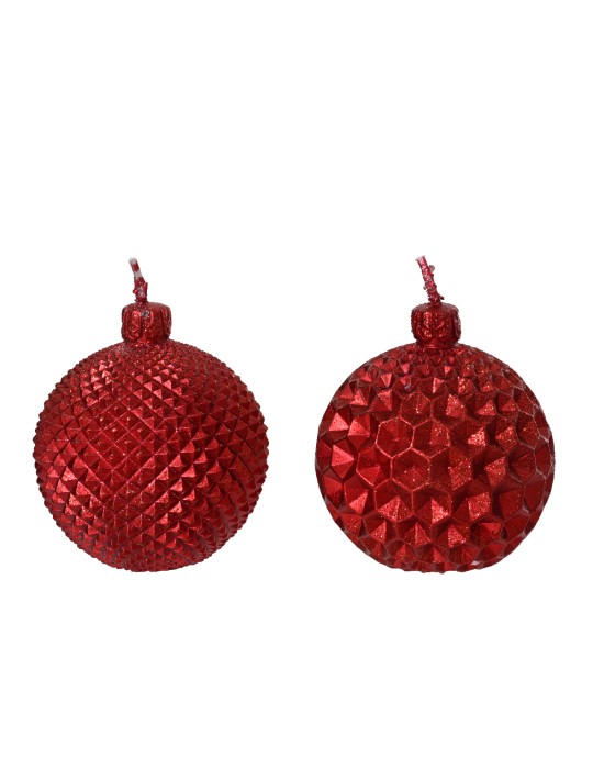 Set 2 Candele Bauble Rosso Natale Kaemingk