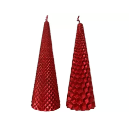 Kaemingk Set 2 candele coniche rosse alte 15 cm