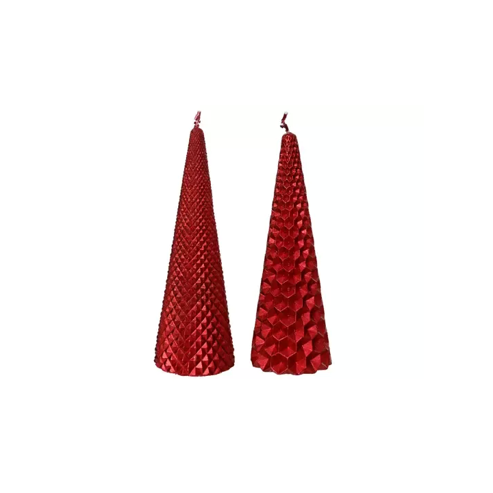 Kaemingk Set 2 candele coniche rosse alte 15 cm