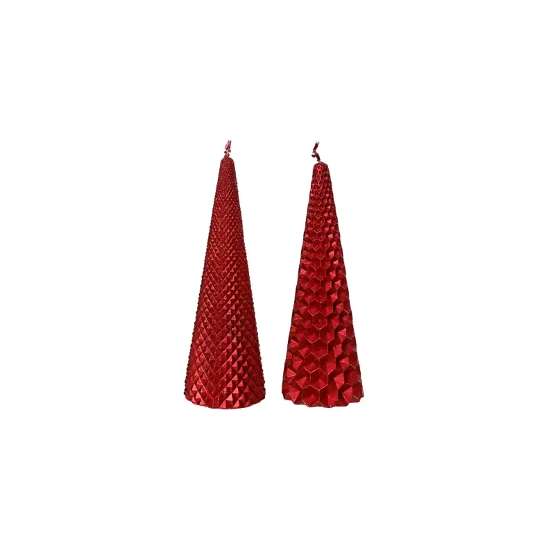 Set 2 Candele Coniche Rosso Natale Kaemingk H20