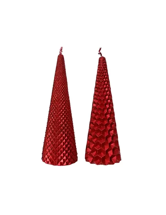 Set 2 Candele Coniche Rosso Natale Kaemingk H20