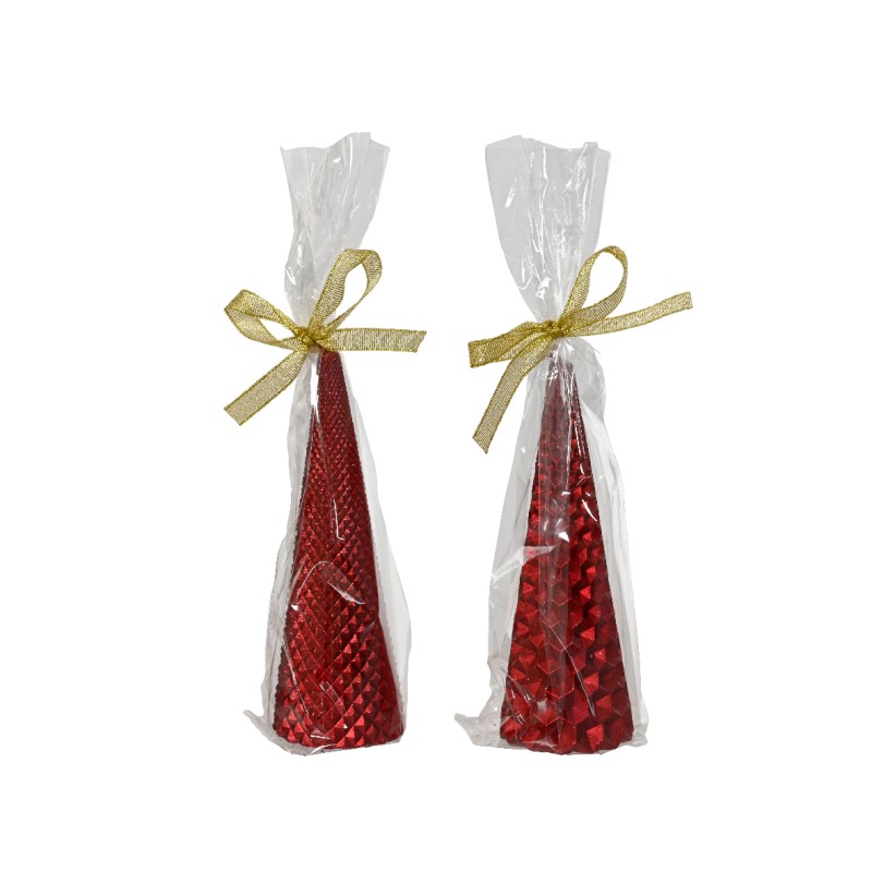 Set 2 Candele Coniche Rosso Natale Kaemingk H20